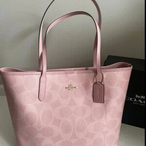 Coach City Tote Bag In Signature Canvas CAL49, powder pink